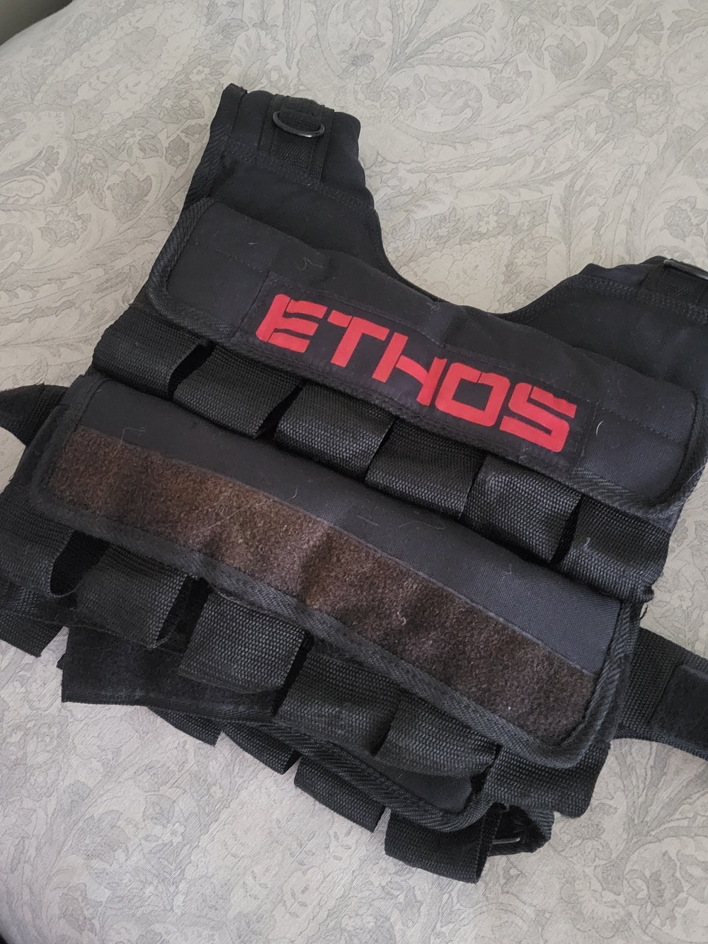 ETHOS Black Tactical Vest with Red Logo  NO WEIGHTS INCLUDED